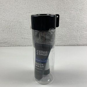 Cedar &Sage 4-In-1 Nourishing Body Wash Hydrating Lotion Bath Sponge Bottle 6172